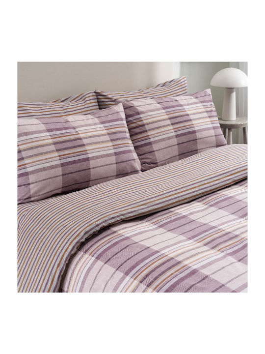 Vesta Home Bristol 2 Σετ Σεντόνια King Size με Λάστιχο 240x270+35εκ. Μωβ (4τμχ)