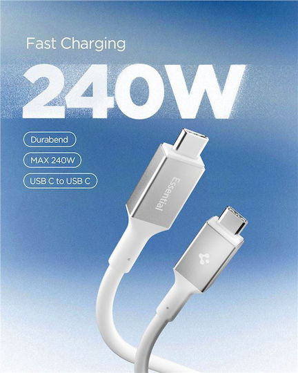 Spigen USB 4 Video Cable USB-C Male - USB-C 240W PD White 1.2m