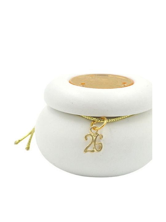 Makwedding Christmas Ceramic Decorative Macaron Plexiglass Wishes 7cm White-Gold