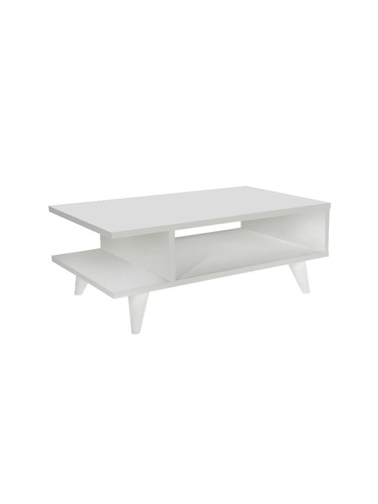 Rectangular Central Coffee Table Titus Wooden White L80xW45xH30cm