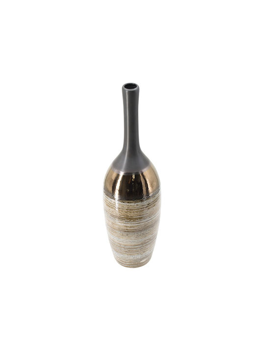 Artekko Evlub Dekorative Keramikvase Braun Bronze 13,5x13,5x48 cm
