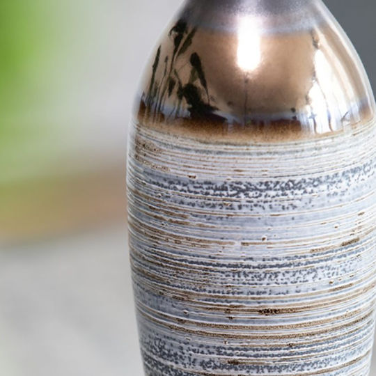 Artekko Evlub Decorative Ceramic Vase Brown Bronze 13.5x13.5x48 Cm
