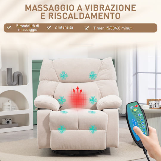 Πολυθρόνα Relax Massage Περιστρεφόμενη Μπεζ 98x90x98cm