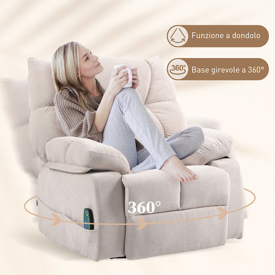 Πολυθρόνα Relax Massage Περιστρεφόμενη Μπεζ 98x90x98cm