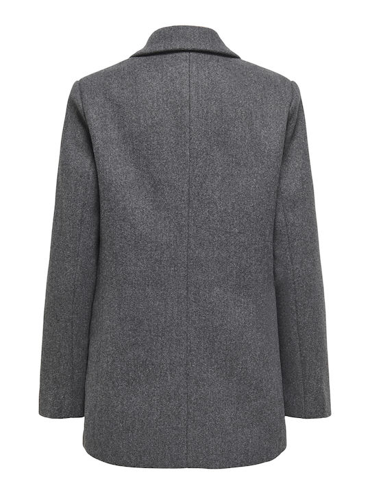 Femeie Dark Grey Mel Grey Palton cu Nasturi