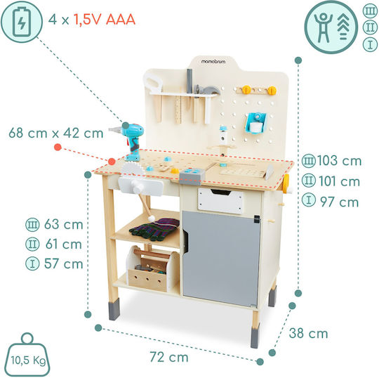 Mamabrum Children's Workbench made of Wood for 3+ years Years 2pcs