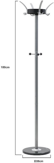 Inart Freistehender Kleiderständer Metallisch Black/ Silver 38x38x180cm