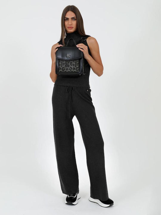 Damen Ärmellos Pullover Rollkragen Black