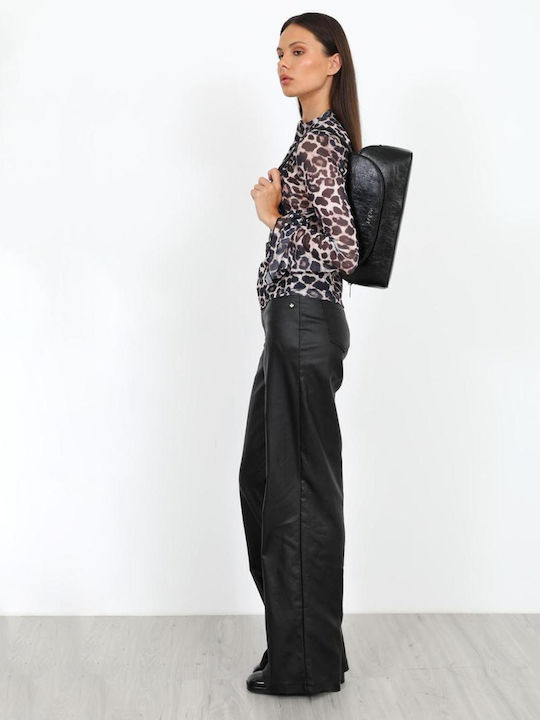 Bluză Damă cu Inserții Transparente Animal Print Multicoloră