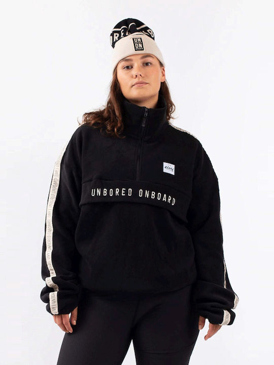 Bluza Damă Fleece De Iarnă Cu Fermoar Neagră A00250001