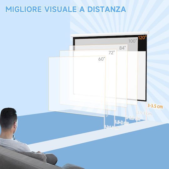 HomCom Οθόνη Προβολής Projector Οροφής με Λόγο Εικόνας 16:9 / 120"