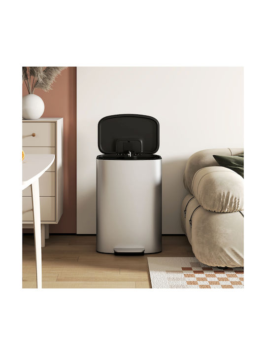HomCom Waste Bin Made of Inox Steel Grey 50L