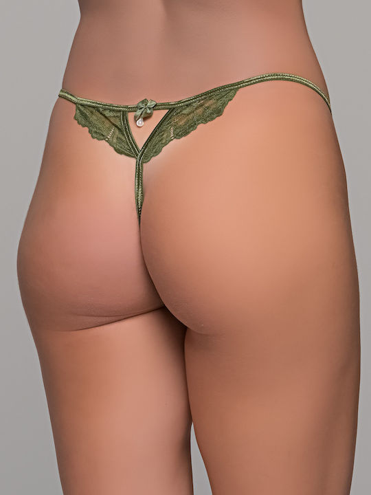 Damen Zeichenfolge mit Spitze Olive