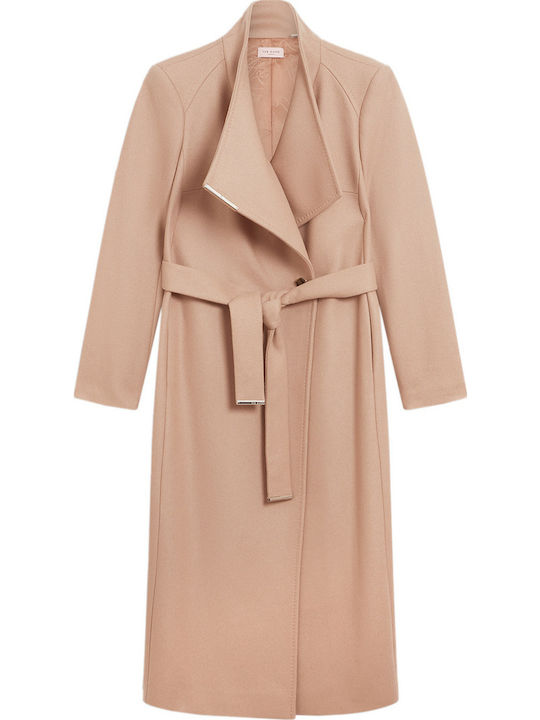 Rosell Wool Women's Camel Coat with Belt