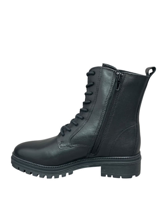 Leder Stiefeletten Damen Schwarz
