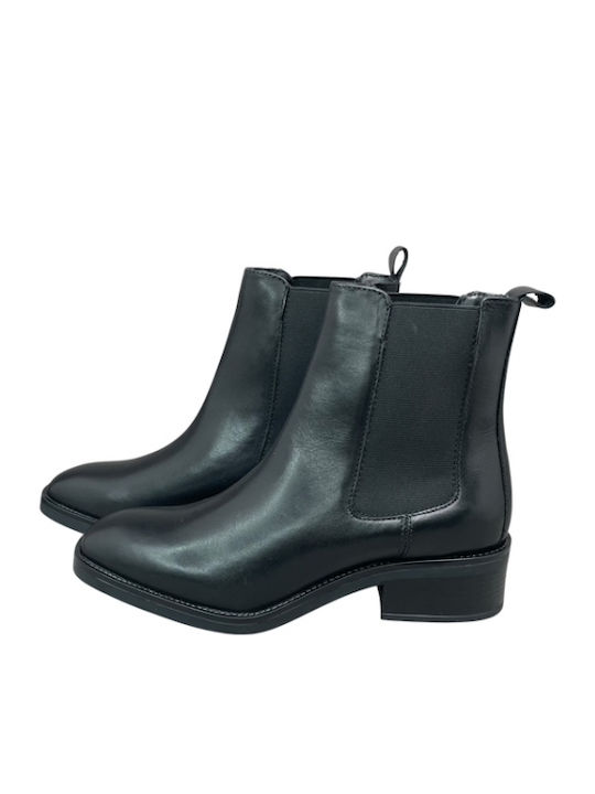 Leder Stiefeletten Damen Schwarz