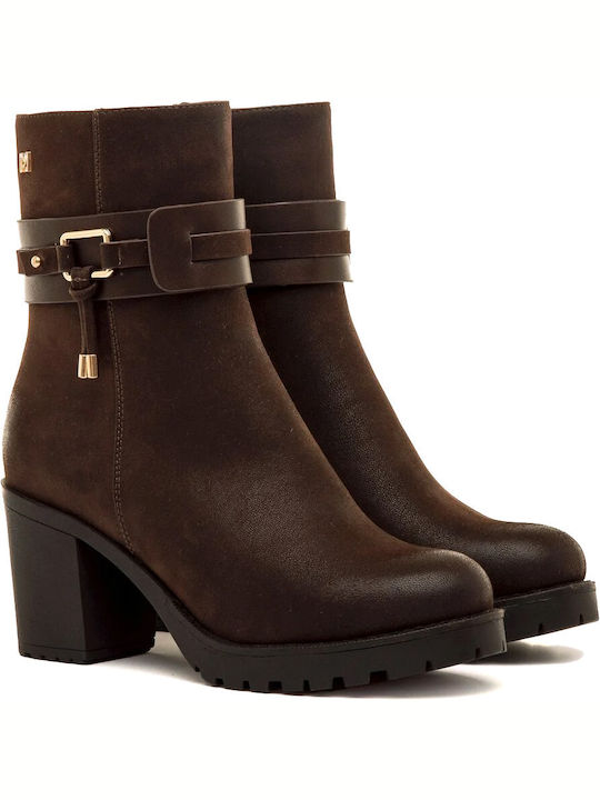 Women's Ankle Boots with High Heel Brown