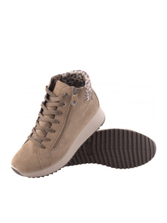 Leather Women's Ankle Boots with Platform Brown