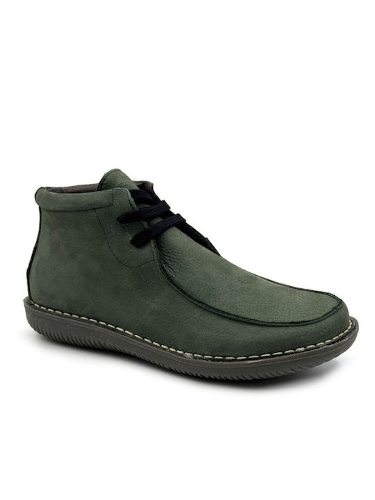 Leather Women's Ankle Boots Khaki