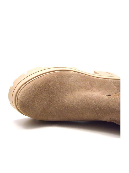 Leder Stiefeletten Damen Beige