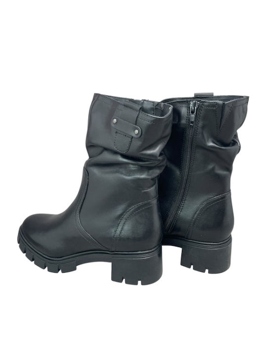Leder Stiefeletten Damen Schwarz