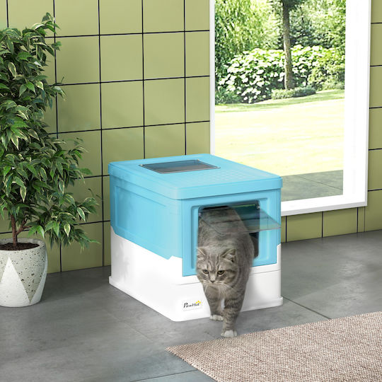 Pawhut Cat Toilet Closed Light Blue L47.5 x W35.5 x H36.7cm