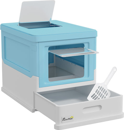 Pawhut Cat Toilet Closed Light Blue L47.5 x W35.5 x H36.7cm