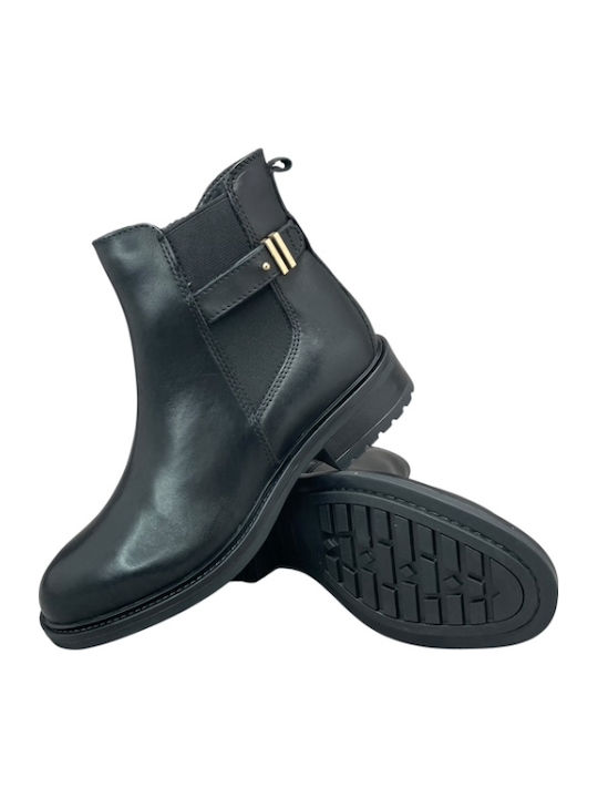 Leder Stiefeletten Damen Schwarz