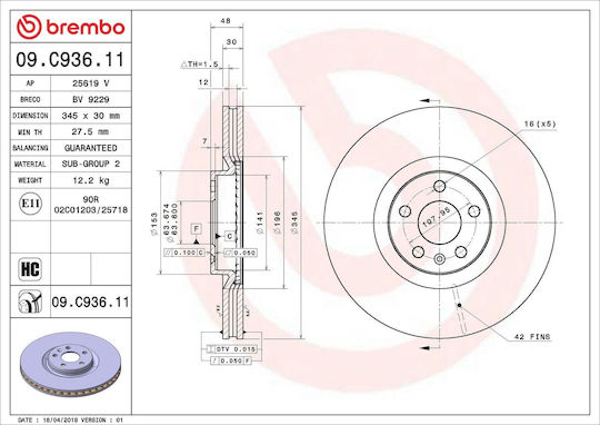 Brembo Bremsscheibe 09.c936.11