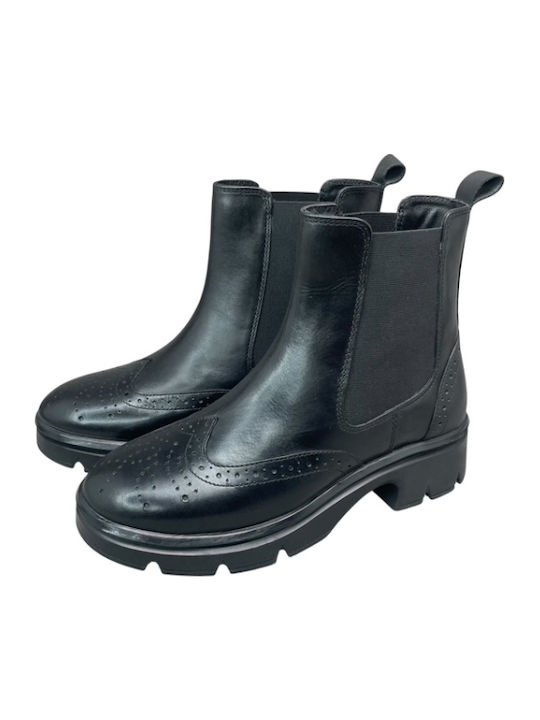 Leder Stiefeletten Damen Schwarz