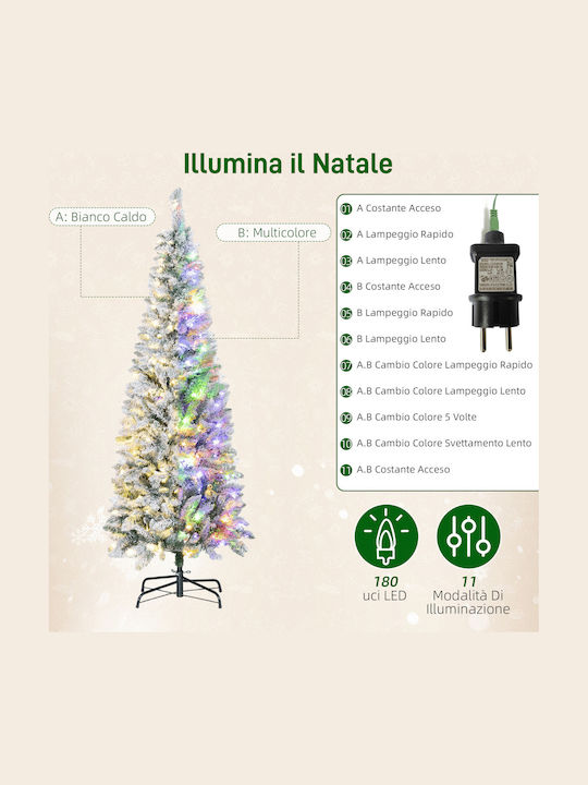 Christmas Tree Slim Snowy 180cm with 479 Branches and with LED Lighting