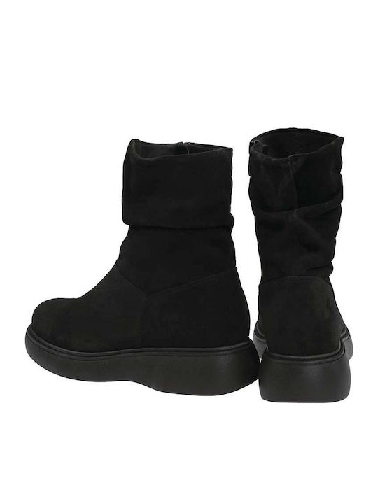 0231 Leather Women's Ankle Boots Platform Black
