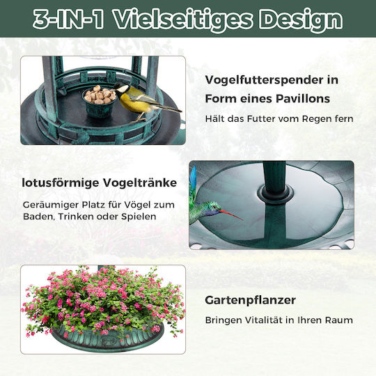 Costway Costway Bird Water Feeder Solar Lighting Planter Green Nest Feeding Pz10005qt