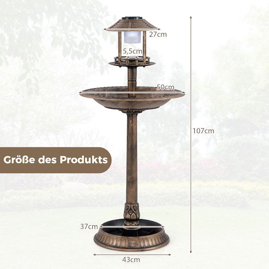 Costway Costway Solar Bird Water Feeder Light Planter Copper Eco-Friendly Bird Feeding Pz10005gu
