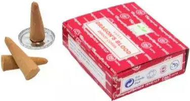 Satya Dragon's Blood Dhoop Räucherkegel Keramischer Halterung 12 Stück