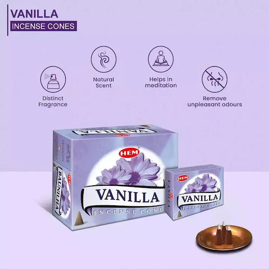 Αρωματικοί Κώνοι Βανίλια Hem Vanilla Cones 10τμχ