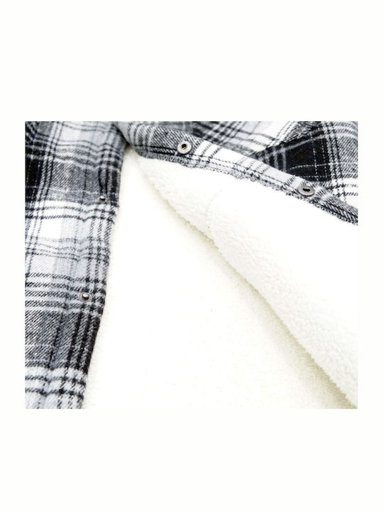 Herrenhemden Langärmeliges Overshirt Schwarz, Grau