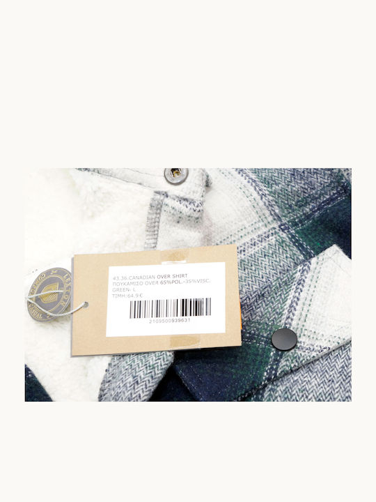 Дълъг Ръкав Overshirt Зелен/Син