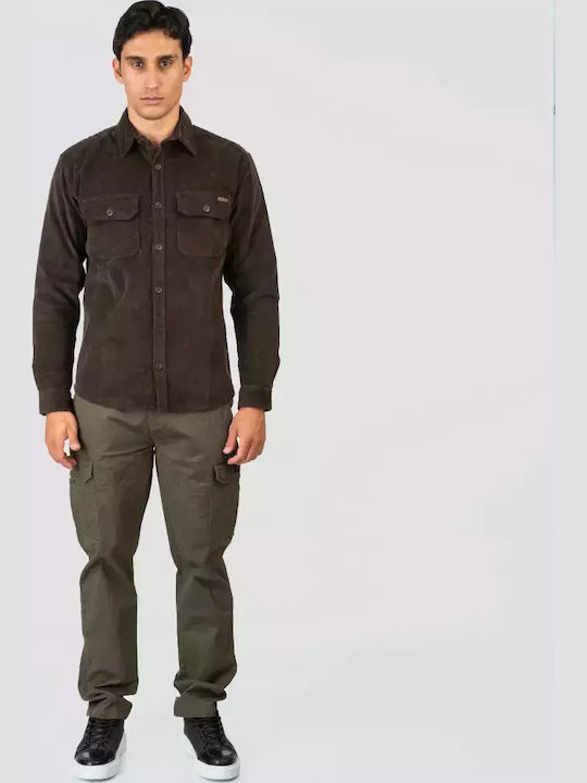 Μακρυμάνικo Κοτλέ Overshirt σε Κανονική Γραμμή Grey