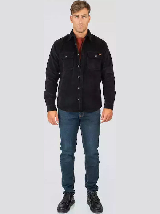Μακρυμάνικο Κοτλέ Overshirt σε Κανονική Γραμμή Black