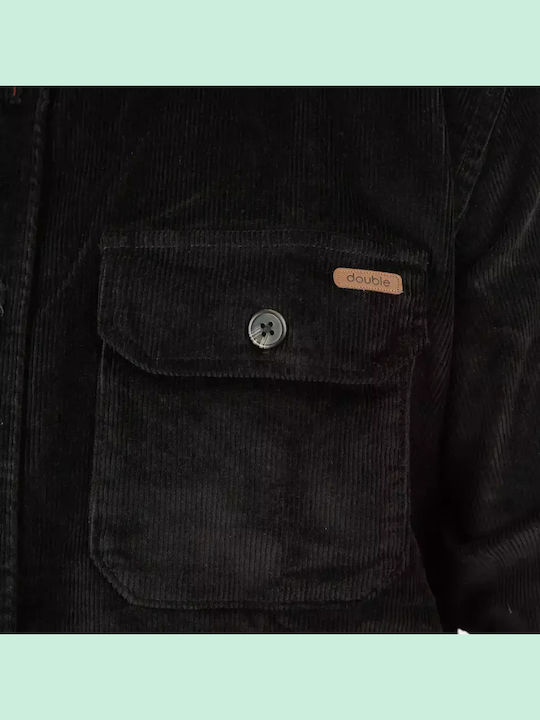 Μακρυμάνικο Κοτλέ Overshirt σε Κανονική Γραμμή Black