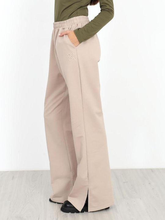 Women's Fabric Trousers with Elastic Beige