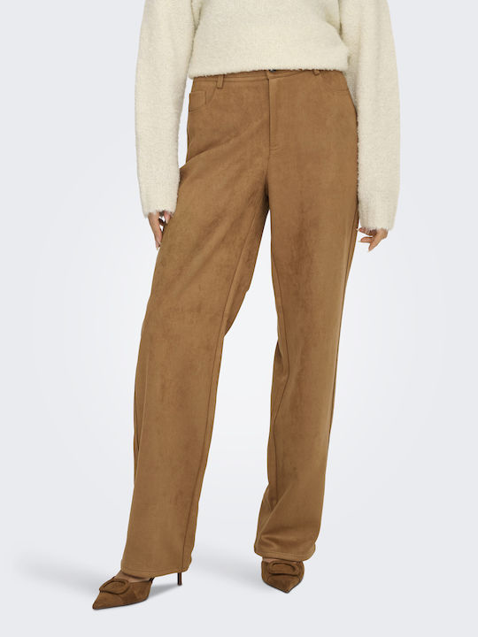 Women's High-waisted Fabric Trousers Tabac Brownc Brown