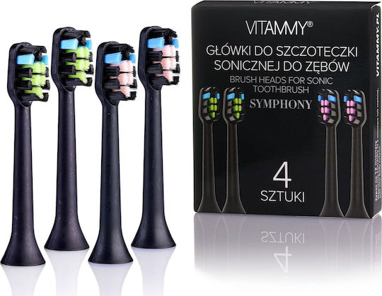 Vitammy Tip Symphony Sonic Electric Toothbrush Replacement Heads Black 4 Pieces