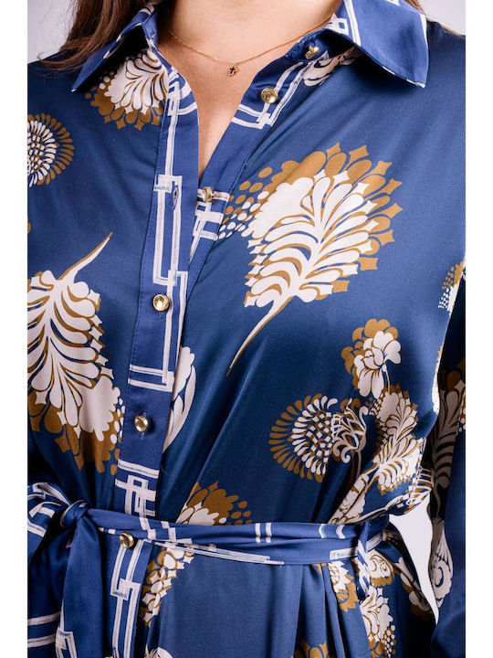 Rochie-Cămașă Midi Albastră