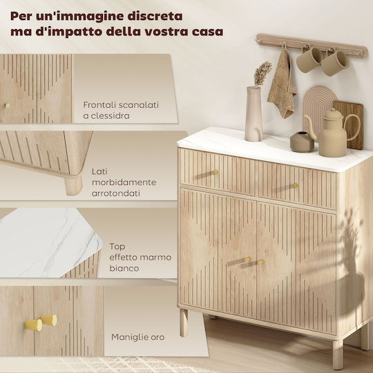 Sideboard made of Wood & Metal with Drawers Oak 77x30x80cm