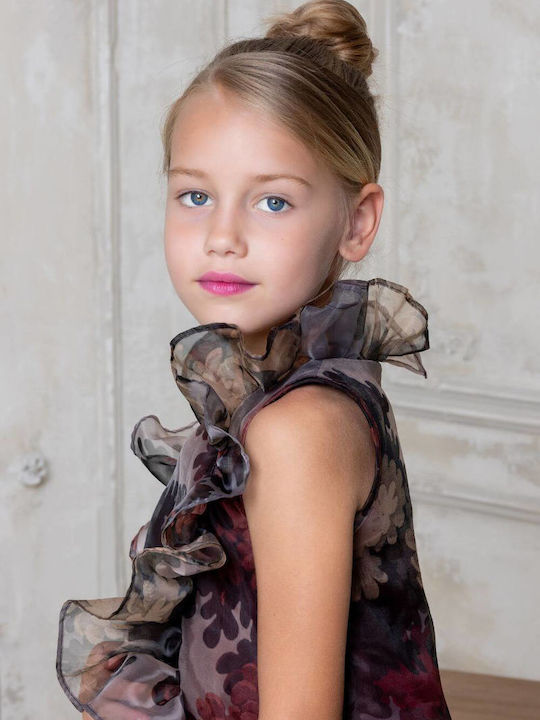 Children's Dress Floral Bordeaux
