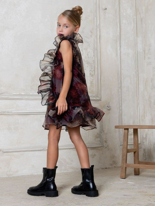 Children's Dress Floral Bordeaux