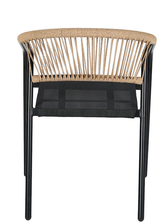 Outdoor Chair Rattan Black/Beige 36x36x75cm