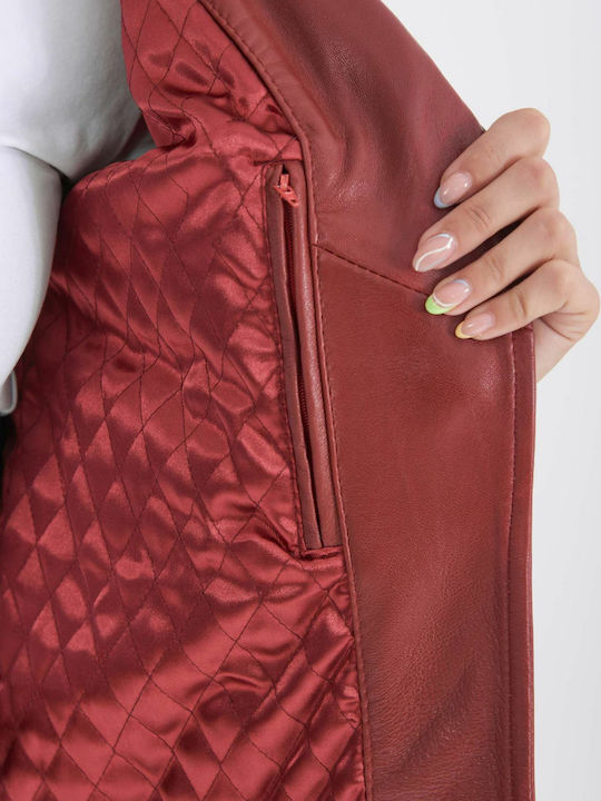 Phedra Sheep Leder Damenjacke für Winter Rot